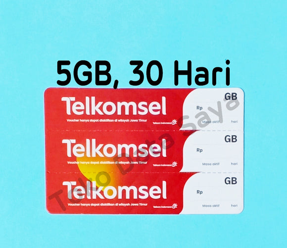 Voucher Kuota Data Telkomsel 5GB, 30 Hari (New Kuota)