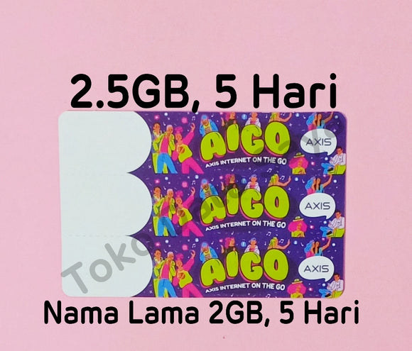 Voucher Kuota Data Axis Aigo 2.5GB, 5 Hari