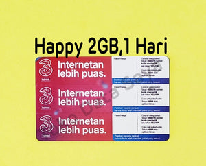 Voucher Tri Happy 2 GB 1 Hari Nasional
