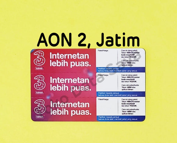Voucher Kuota Data 3 / Three / Tri AON 2 (3.5GB) Jatim-Jateng