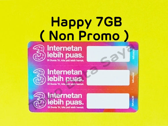 Voucher Kuota Data 3 / Three / Tri Happy 7GB